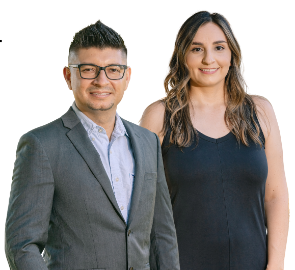 a man and woman standing together
